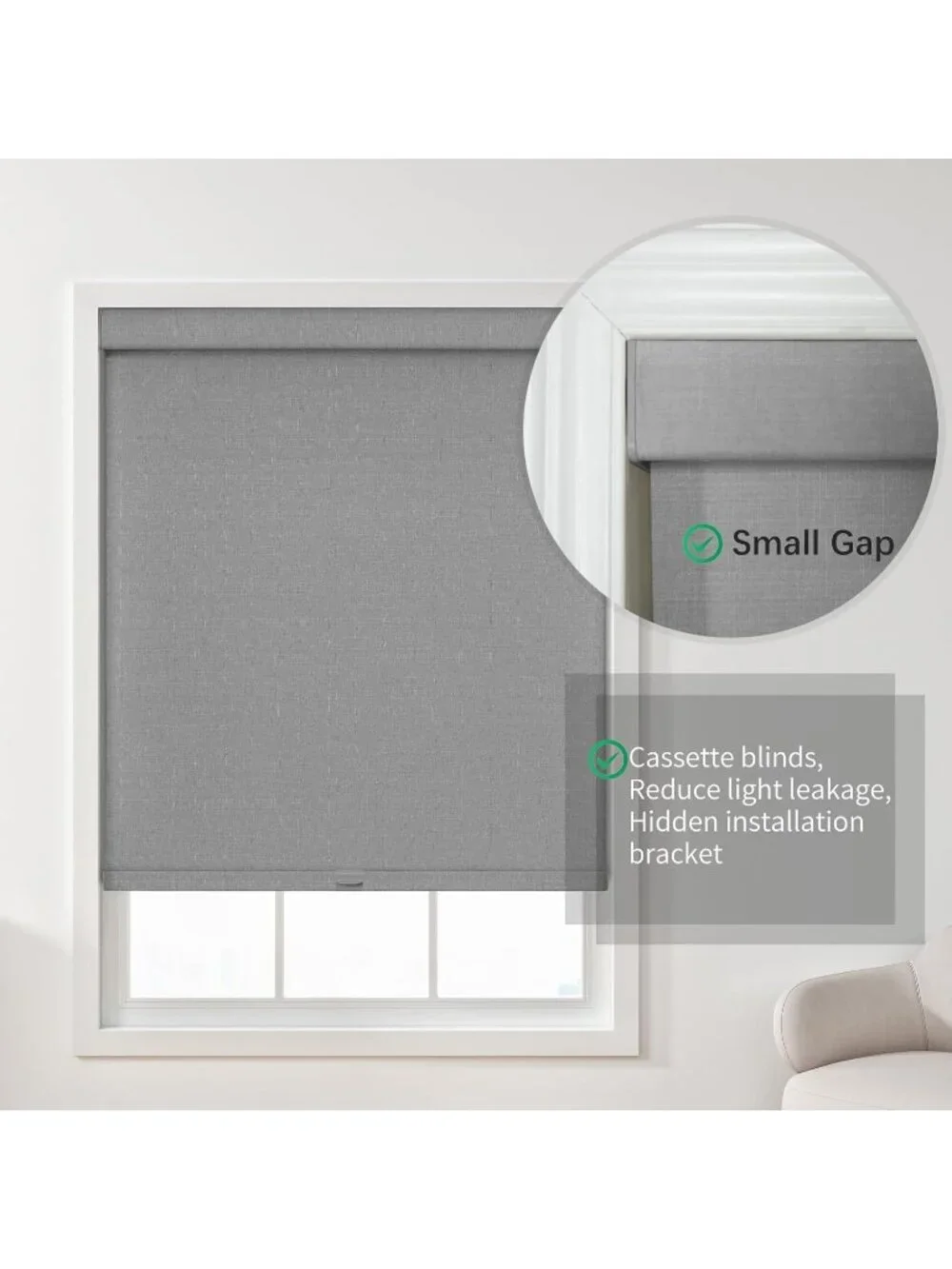 NUTRO CHILL Cordless Blackout Roller Blinds 58x72 – Gray, Thermal Insulated, UV